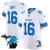 Men’s Detroit Lions 2024 Michigan Patch Vapor Limited Jersey – All Stitched – White – Jared Goff
