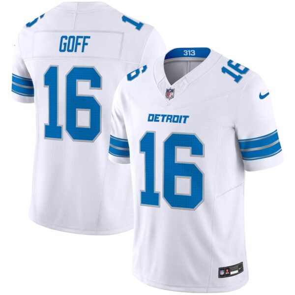 Men’s Detroit Lions 2024 Vapor Limited Jersey – All Stitched – White – Jared Goff