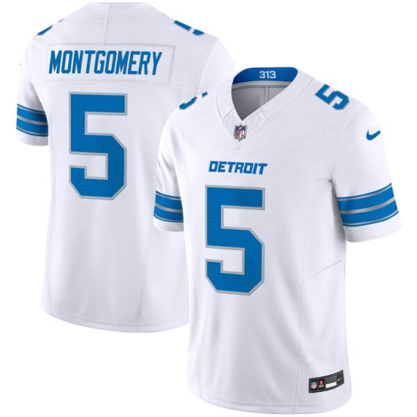 Men’s Detroit Lions 2024 Vapor Limited Jersey – All Stitched – White – David Montgomery