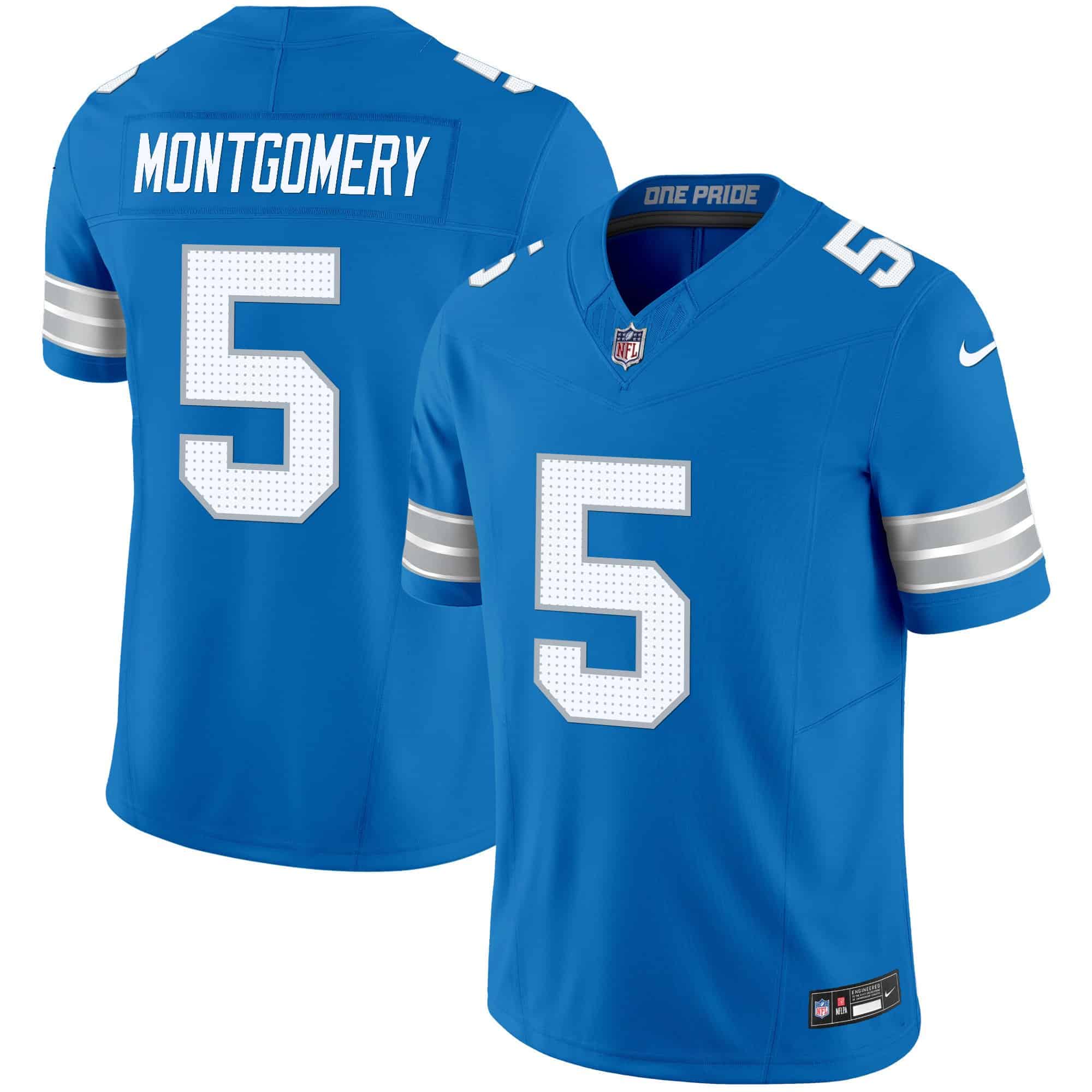 Men’s Detroit Lions 2024 Vapor Limited Jersey – All Stitched – Blue – David Montgomery