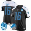 Men’s Detroit Lions 90th Year & Michigan Patch Vapor Jersey – All Stitched – Black Alternate – Jared Goff
