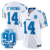 Men’s Detroit Lions 90th Year Patch Vapor Limited Jersey – All Stitched – White – St. Brown