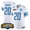 Men’s Detroit Lions 2023 NFC North Champions Patch Vapor Jersey V2 – All Stitched – White – Barry Sanders