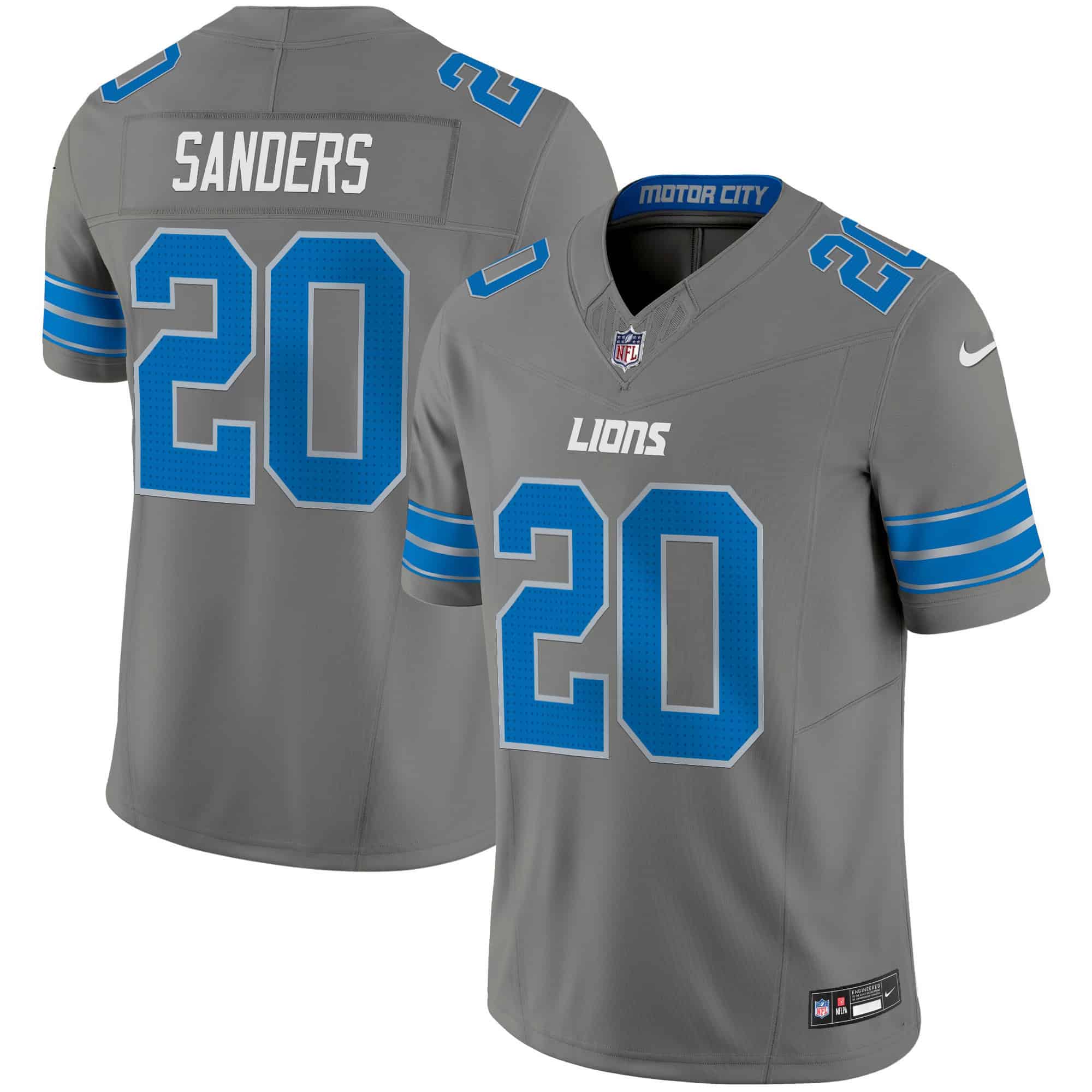 Men’s Detroit Lions 2024 Vapor Limited Jersey – All Stitched – Gray – Barry Sanders