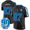 Men’s Detroit Lions 90th Year Patch Vapor Limited Jersey – All Stitched – Black – Sam Laporta