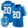 Men’s Detroit Lions 90th Year Patch Vapor Limited Jersey – All Stitched – Blue – Barry Sanders
