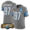Men’s Detroit Lions 2023 NFC North Champions Patch Vapor Jersey V2 – All Stitched – Gray – Hutchinson
