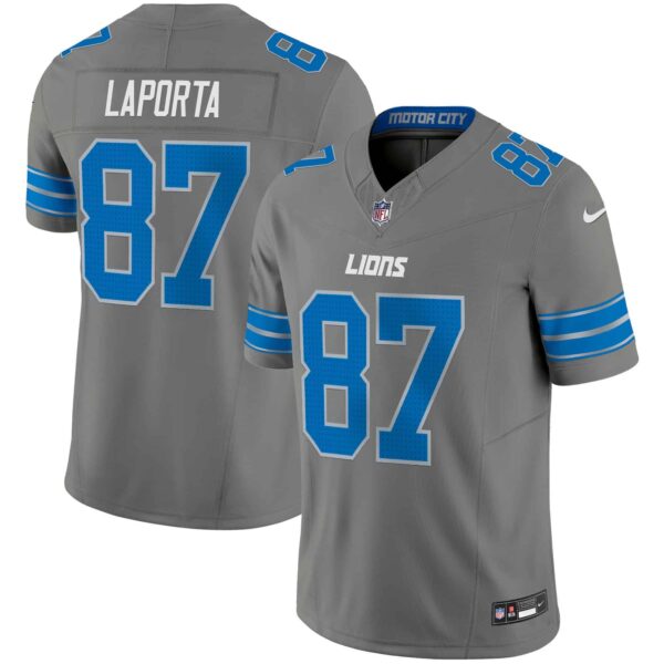 Men’s Detroit Lions 2024 Vapor Limited Jersey – All Stitched – Gray – Sam Laporta