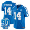Men’s Detroit Lions 90th Year Patch Vapor Limited Jersey – All Stitched – Blue – St. Brown