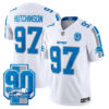 Men’s Detroit Lions 90th Year Patch Vapor Limited Jersey – All Stitched – White – Hutchinson
