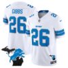 Men’s Detroit Lions 2024 Michigan Patch Vapor Limited Jersey – All Stitched – White – Jahmyr Gibbs