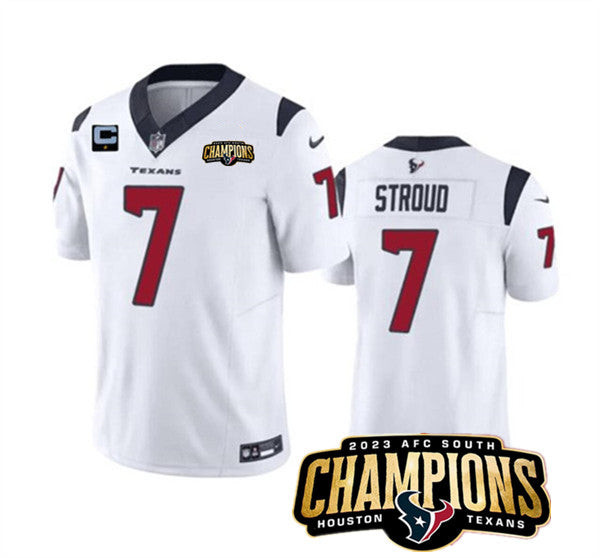 Houston Texans #7 CJ Stroud White 2023 FUSE With 1-Star C Patch And AFC South Jersey
