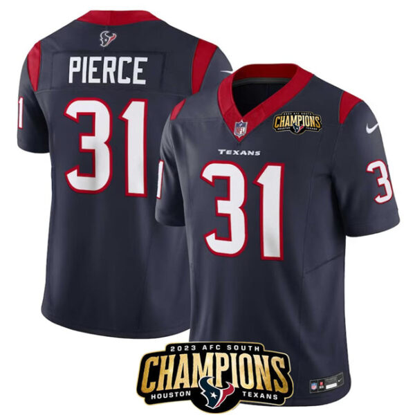 Houston Texans #31 Dameon Pierce Navy 2023 FUSE AFC South Champions Jersey