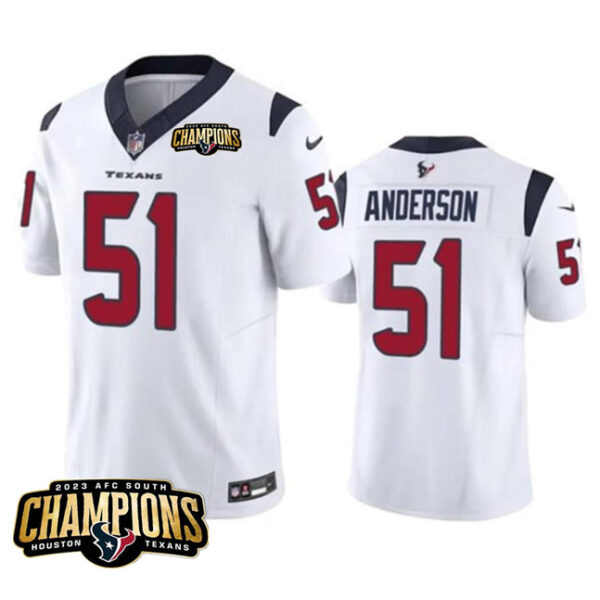 Houston Texans #51 Will Anderson Jr White 2023 FUSE AFC South Champions Patch Jersey
