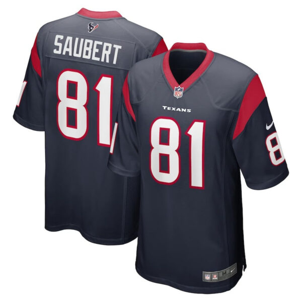 Houston Texans #81 Eric Saubert Game Jersey – Navy