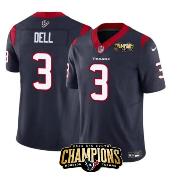 Houston Texans #3 Tank Dell Navy 2023 FUSE AFC South Champions Patch Vapor Jersey