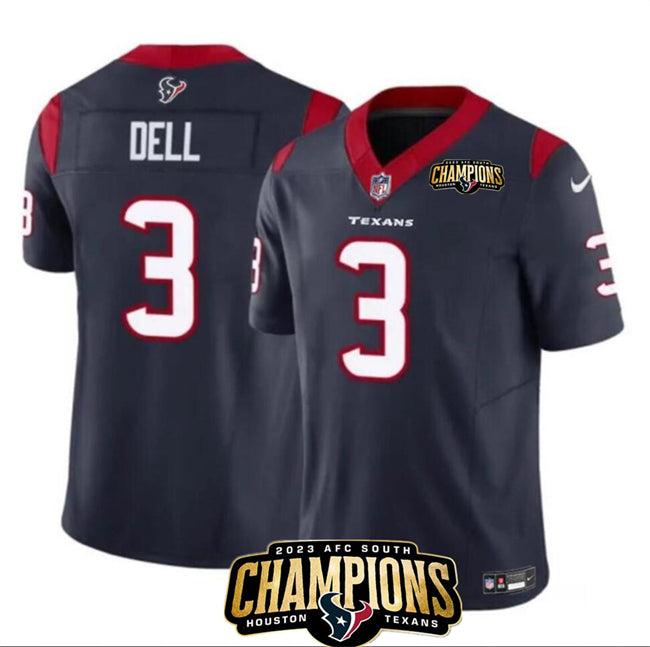 Houston Texans #3 Tank Dell Navy 2023 FUSE AFC South Champions Patch Vapor Jersey
