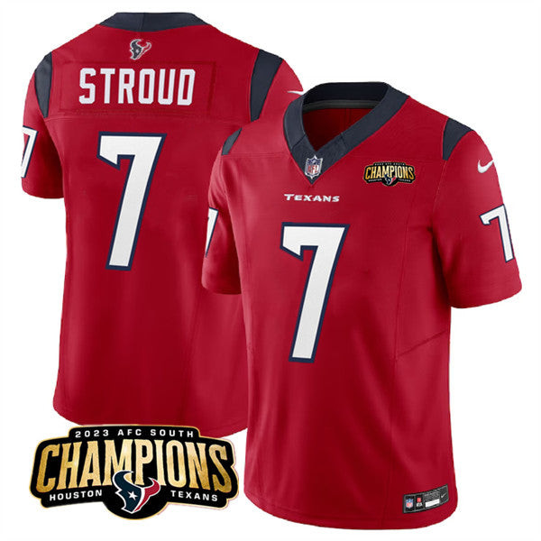 Houston Texans #7 CJ Stroud Red 2023 FUSE AFC South Champions Patch Vapor Jersey