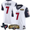 Houston Texans #7 CJ Stroud White Navy 2023 FUSE AFC South Champions Patchs Jersey