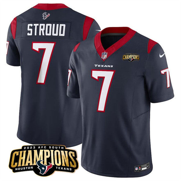 Houston Texans #7 CJ Stroud Navy 2023 FUSE AFC South Champions Patch Vapor Jersey