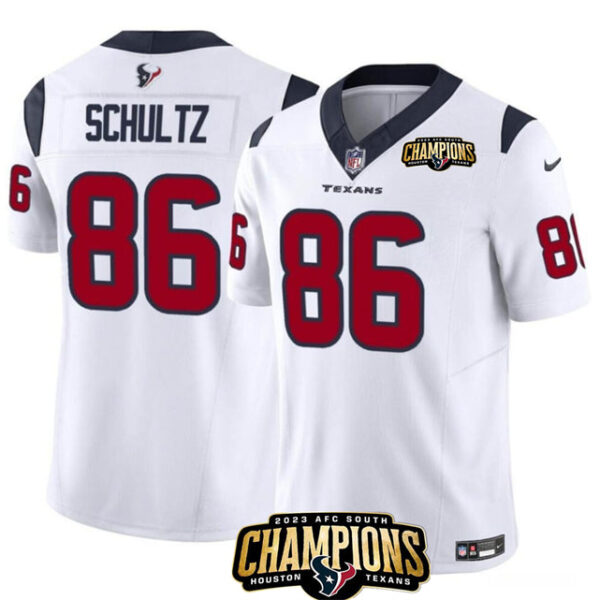 Houston Texans #86 Dalton Schultz White 2023 FUSE AFC South Champions Jersey