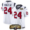 Houston Texans #24 Derek Stingley Jr White 2023 FUSE AFC South Champions Patch Jersey