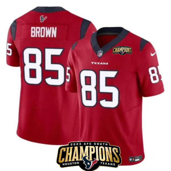 Houston Texans #85 Noah Brown Red 2023 FUSE AFC South Champions Patch Vapor Jersey
