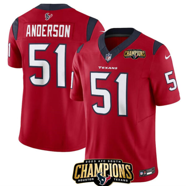 Houston Texans #51 Will Anderson Jr Red 2023 FUSE AFC South Champions Patch Jersey