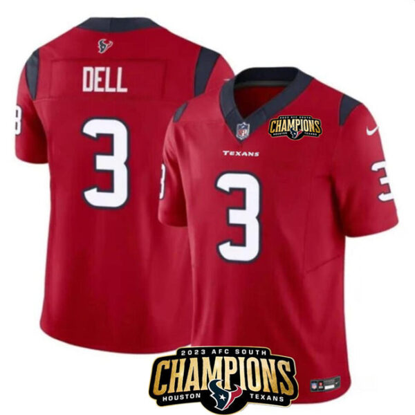 Houston Texans #3 Tank Dell Red 2023 FUSE AFC South Champions Patch Vapor Jersey