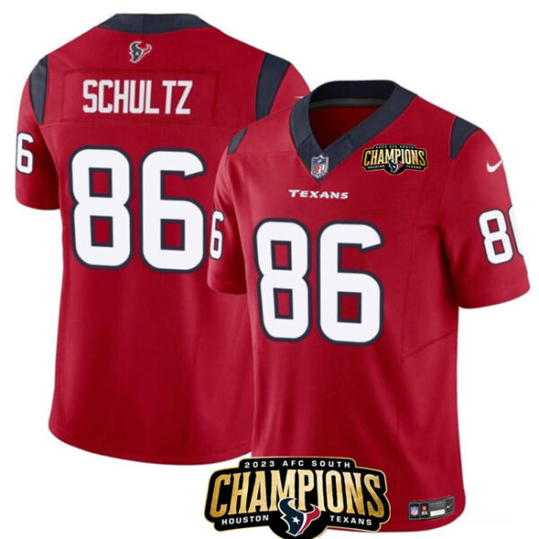 Houston Texans #86 Dalton Schultz Red 2023 FUSE AFC South Champions Jersey