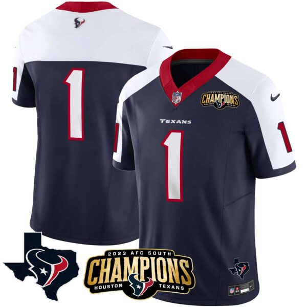 Men’s Houston Texans 2023 AFC South Champions Patch Vapor Jersey – All Stitched – Alternate – #1 Team