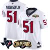 Men’s Houston Texans 2023 AFC South Champions Patch Vapor Jersey – All Stitched – White – Will Anderson Jr.