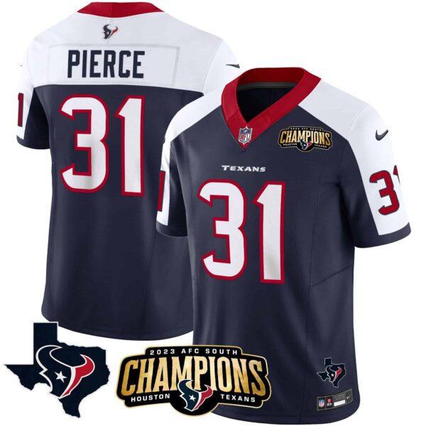 Men’s Houston Texans 2023 AFC South Champions Patch Vapor Jersey – All Stitched – Alternate – Dameon Pierce