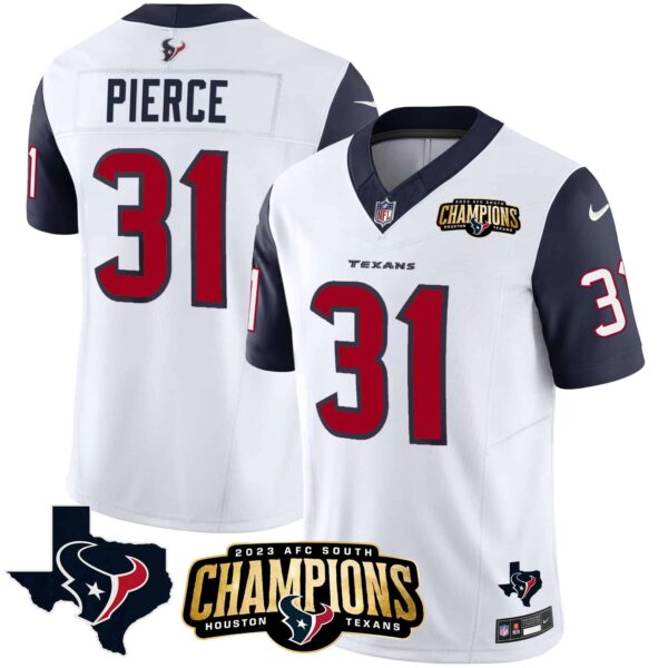 Men’s Houston Texans 2023 AFC South Champions Patch Vapor Jersey – All Stitched – Navy Sleeves – Dameon Pierce