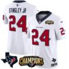 Men’s Houston Texans 2023 AFC South Champions Patch Vapor Jersey – All Stitched – White – Derek Stingley Jr.