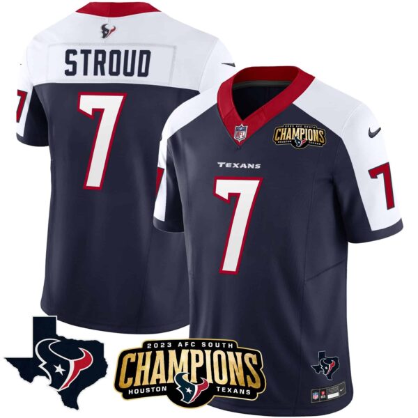 Men’s Houston Texans 2023 AFC South Champions Patch Vapor Jersey – All Stitched – Alternate – C.J. Stroud