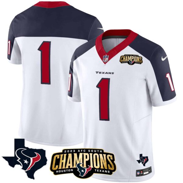 Men’s Houston Texans 2023 AFC South Champions Patch Vapor Jersey – All Stitched – Inverted – #1 Team