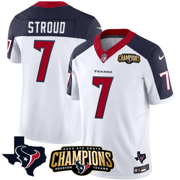 Men’s Houston Texans 2023 AFC South Champions Patch Vapor Jersey – All Stitched – Inverted – C.J. Stroud