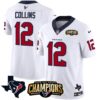 Men’s Houston Texans 2023 AFC South Champions Patch Vapor Jersey – All Stitched – White – Nico Collins
