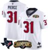 Men’s Houston Texans 2023 AFC South Champions Patch Vapor Jersey – All Stitched – White – Dameon Pierce