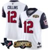 Men’s Houston Texans 2023 AFC South Champions Patch Vapor Jersey – All Stitched – Navy Sleeves – Nico Collins