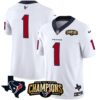 Men’s Houston Texans 2023 AFC South Champions Patch Vapor Jersey – All Stitched – White – #1 Team