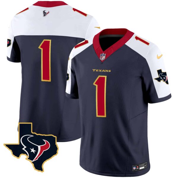 Men’s Houston Texans Gold Trim Vapor Jersey – All Stitched – Alternate – #1 Team