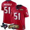 Men’s Houston Texans 2023 AFC South Champions Patch Vapor Jersey – All Stitched – Red – Will Anderson Jr.