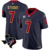 Men’s Houston Texans Gold Trim Vapor Jersey – All Stitched – Navy – C.J. Stroud