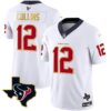 Men’s Houston Texans Gold Trim Vapor Jersey – All Stitched – White – Nico Collins