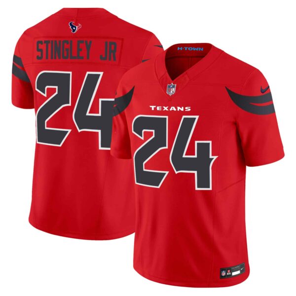 Men’s Houston Texans 2024 Vapor Limited Jersey – All Stitched – Red – Derek Stingley Jr.