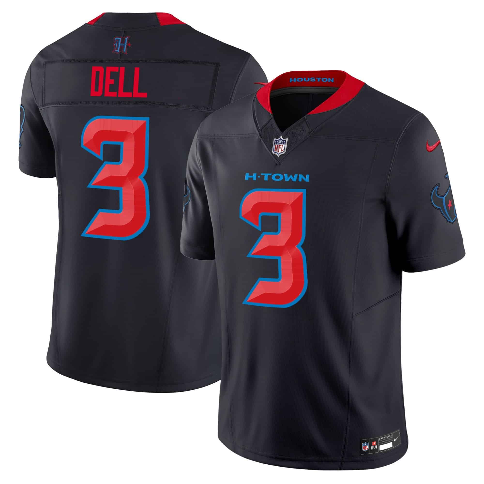 Men’s Houston Texans 2024 Vapor Limited Jersey – All Stitched – Navy Limited – Tank Dell
