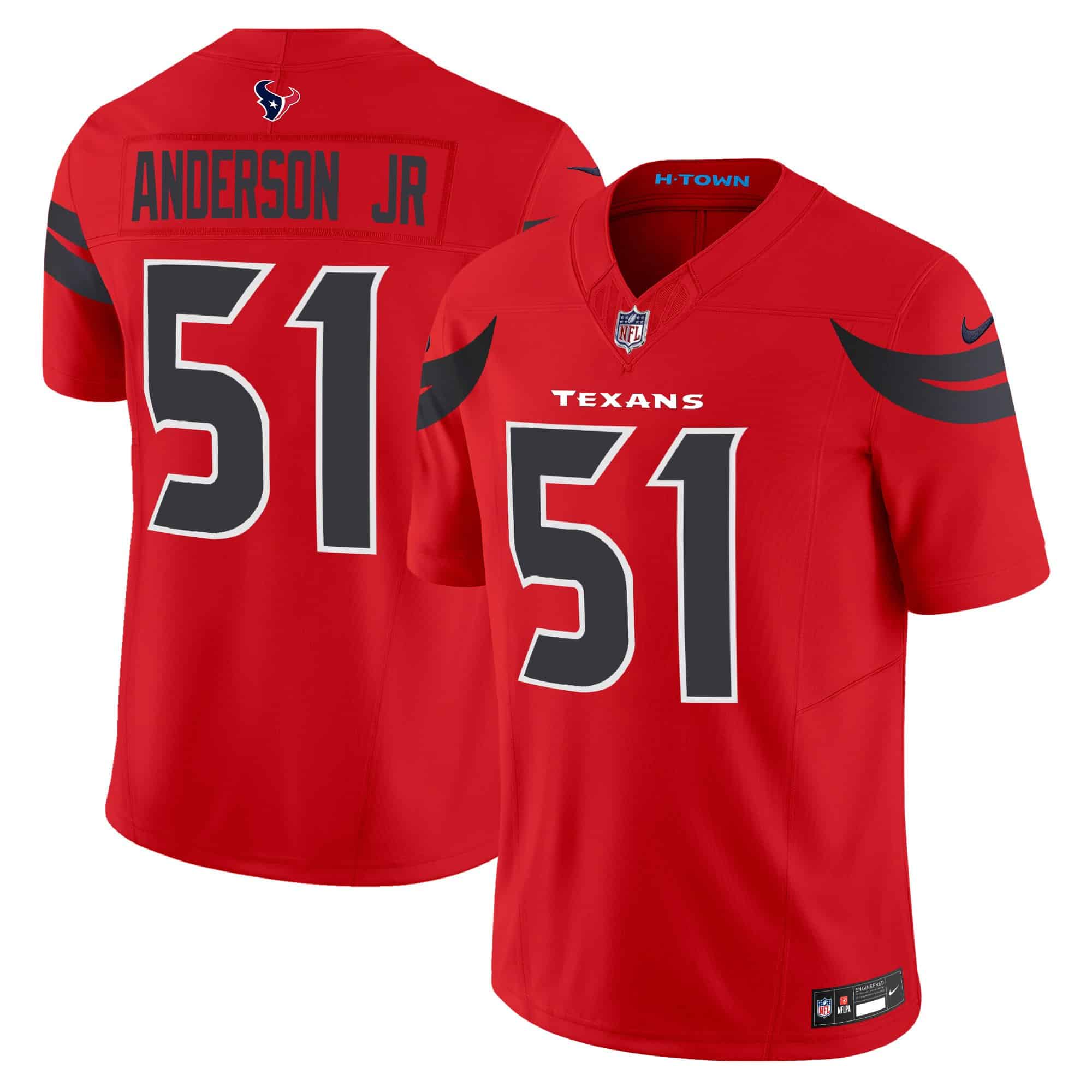 Men’s Houston Texans 2024 Vapor Limited Jersey – All Stitched – Red – Will Anderson Jr.