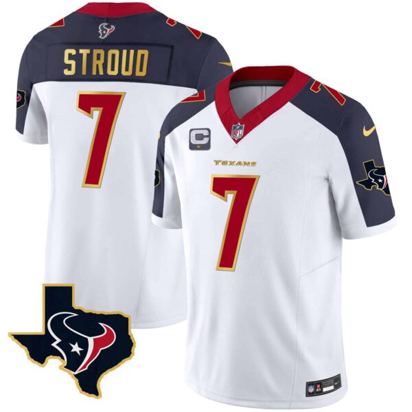 Men’s Houston Texans Gold Trim Vapor Jersey – All Stitched – Inverted – C.J. Stroud